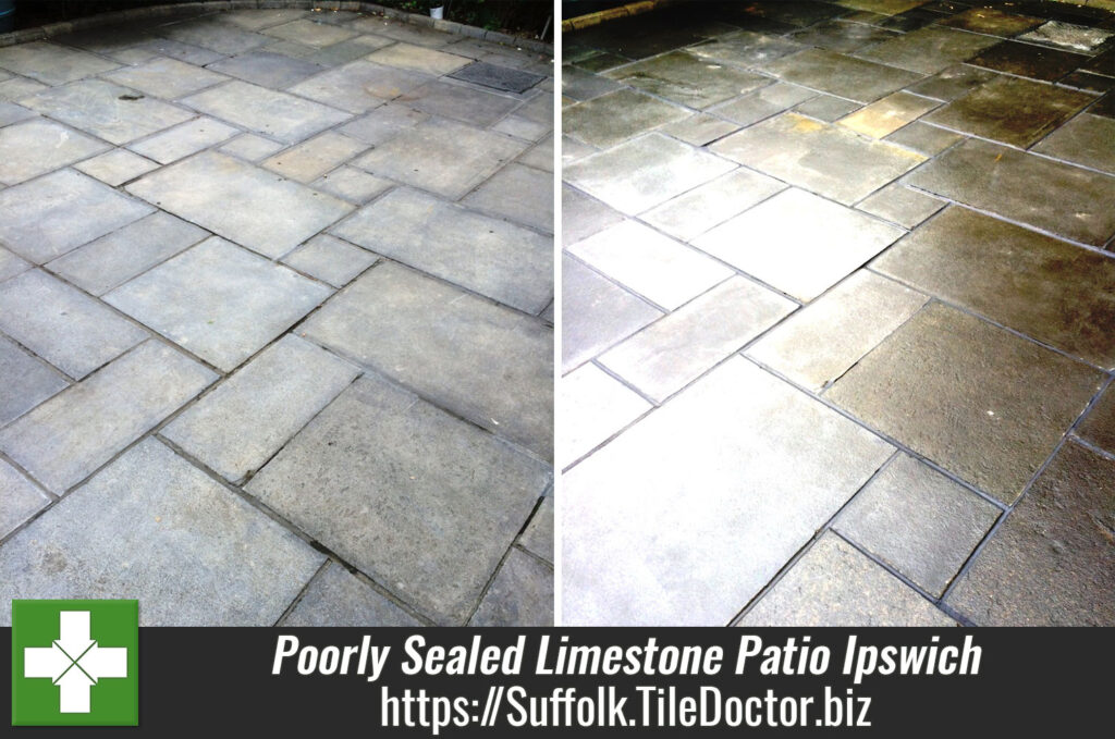 Restoring a Poorly Sealed Limestone Patio in Ipswich Suffolk